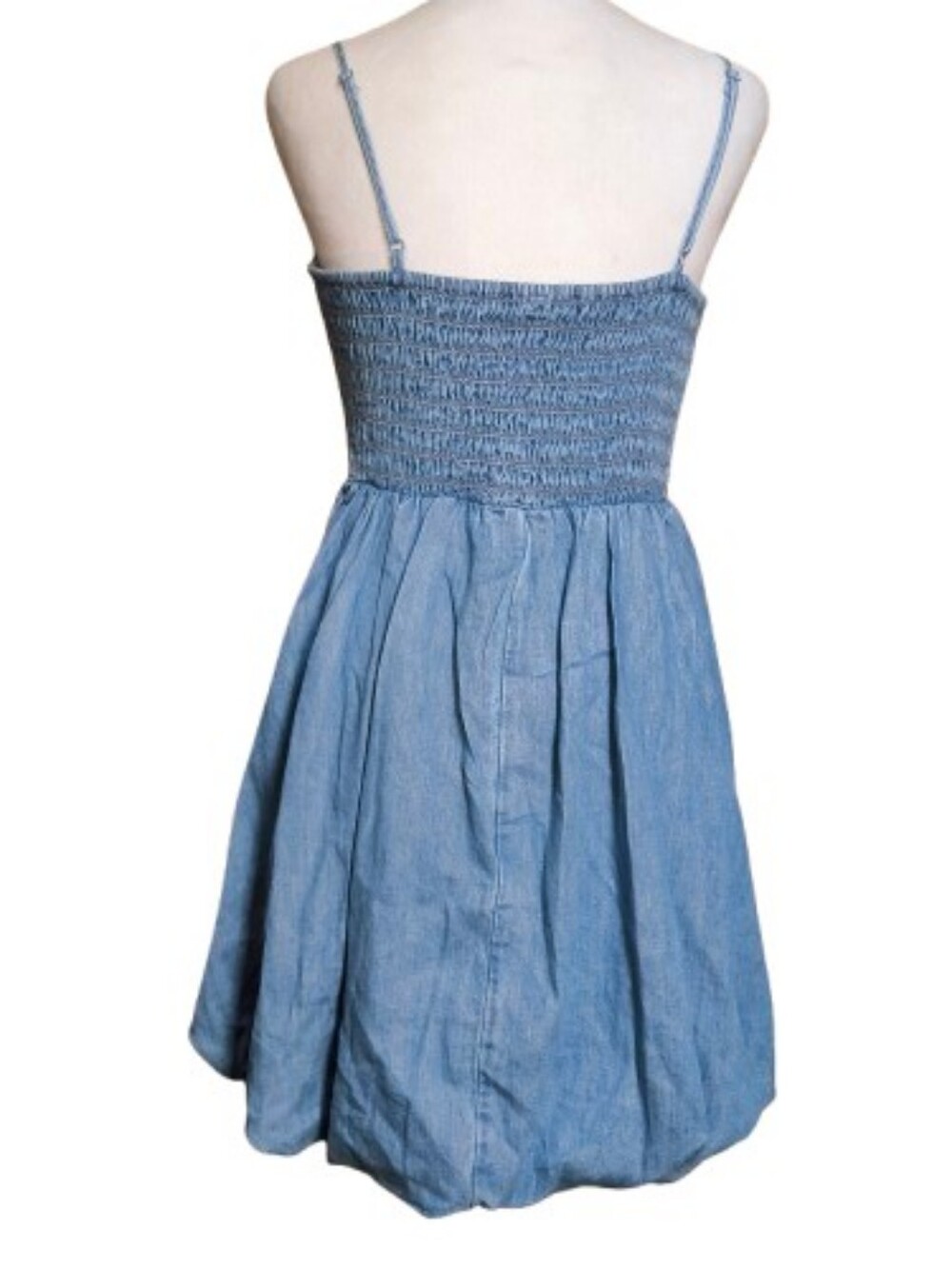 American Eagle Chambray Smocked Bubble Hem Dress Size Small - Picture 6 of 11